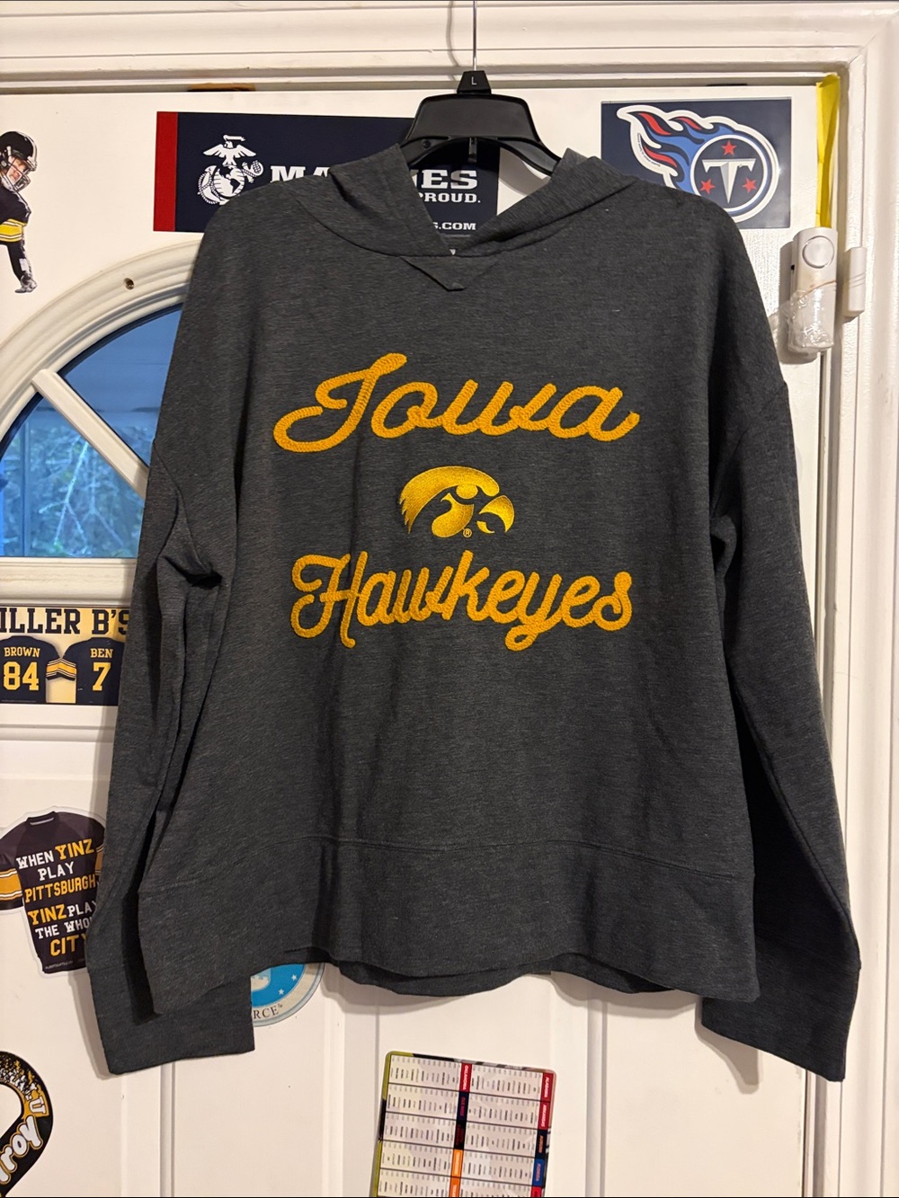 Iowa Hawkeyes Women's Charcoal Gray Pullover Hoodie. NWOT